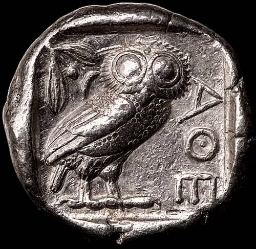 Tétradrachme attique avec Athéna et la chouette (454–404 av. J.-C.) image 2