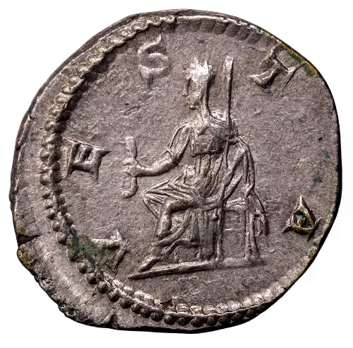 Denar der Julia Domna mit Vesta, Rom 215 2