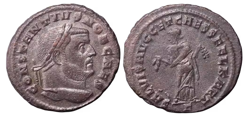 Constance Ier Chlore César, follis en billon